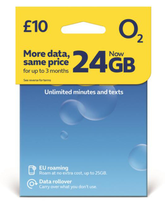 O2 Pay As You Go SIM Card 24GB