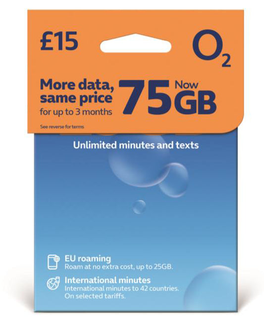 O2 75GB Pay As You Go SIM Card