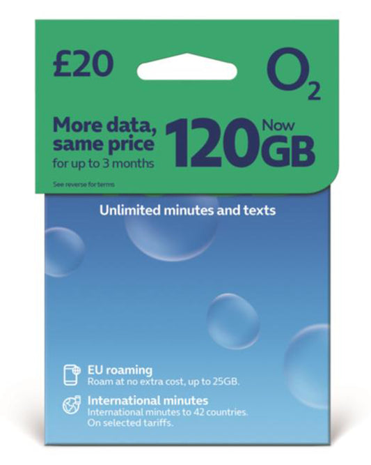 O2 Pay As You Go SIM Card 40GB