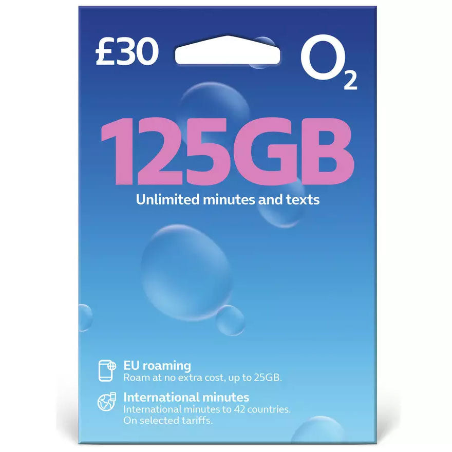 O2 125GB Pay As You Go SIM Card