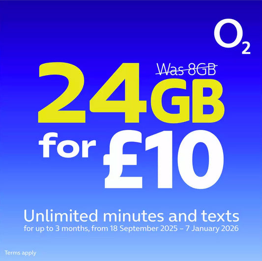 O2 Pay As You Go SIM Card 24GB