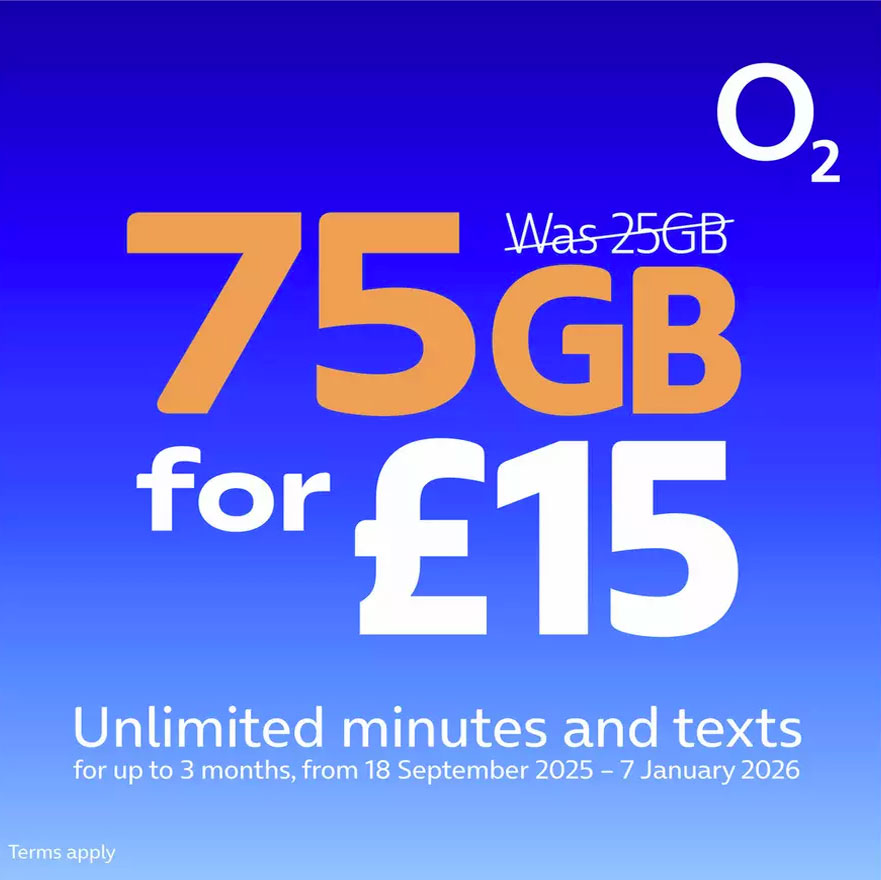 O2 75GB Pay As You Go SIM Card