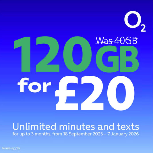 O2 Pay As You Go SIM Card 40GB