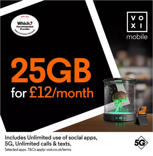 VOXI 25GB 30 Day Pay As You Go SIM Card