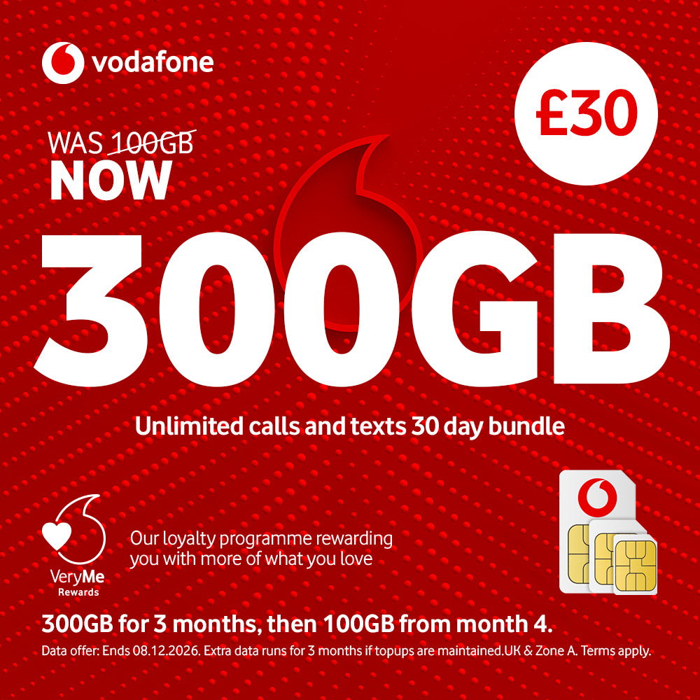VODAFONE 300GB Pay As You Go SIM Card