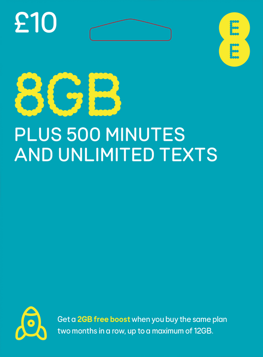 EE Sim Card 8GB Pay As You Go Sim Card