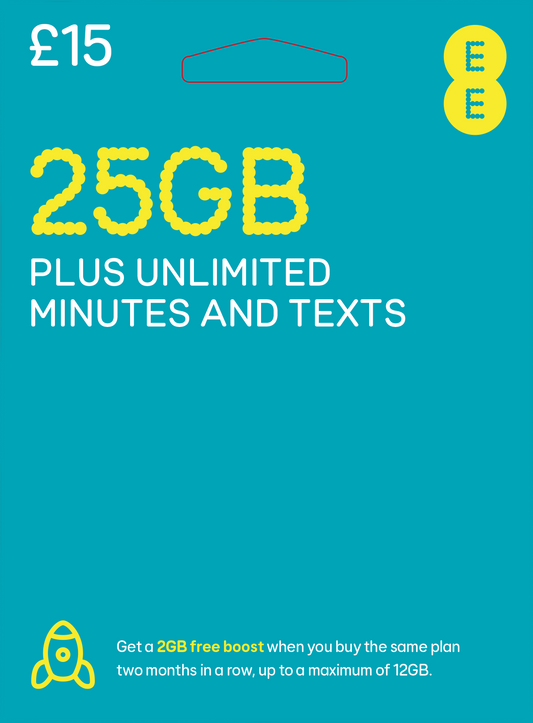 EE Sim Card 25GB Pay As You Go Sim Card