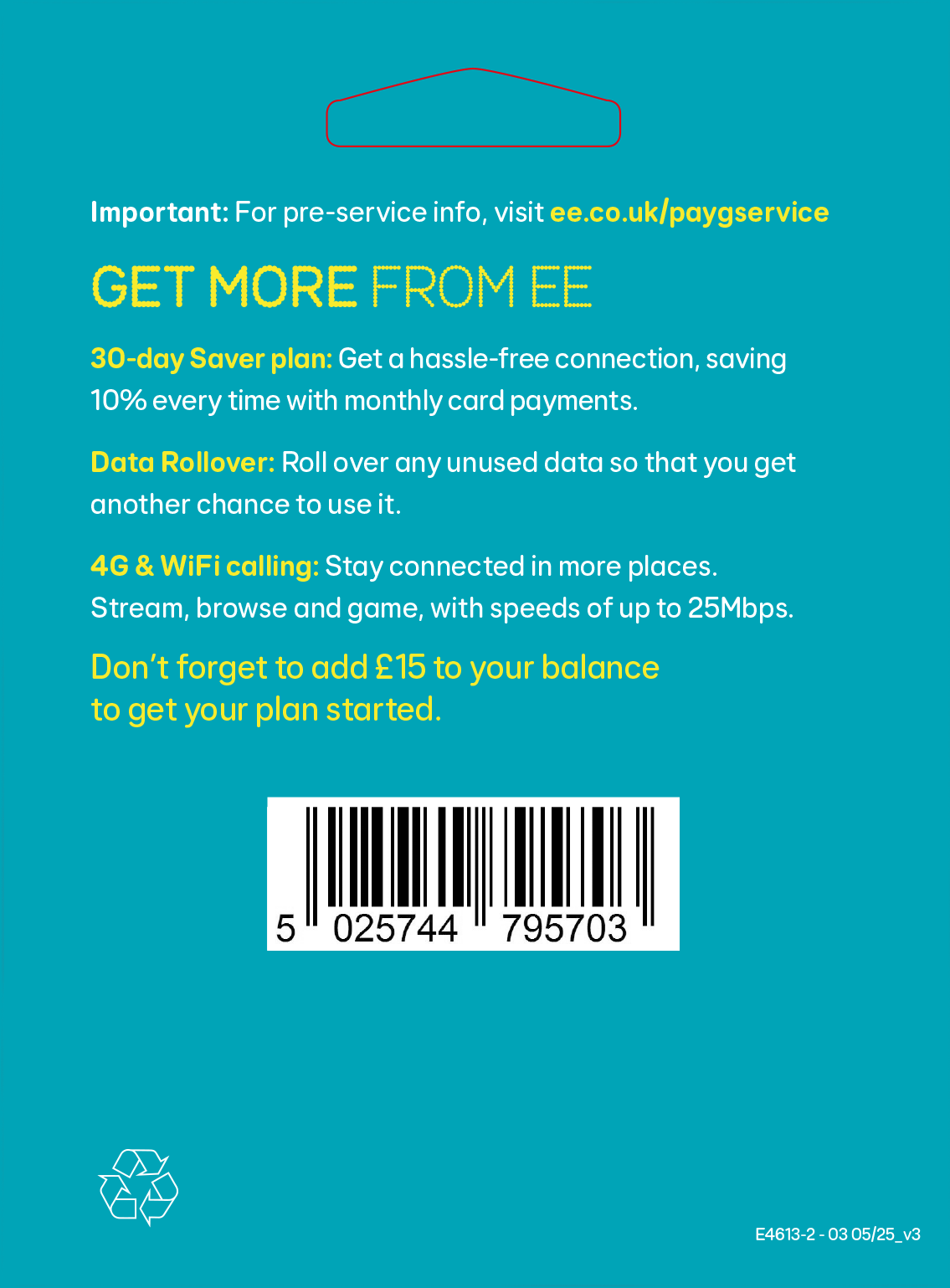 EE Sim Card 25GB Pay As You Go Sim Card