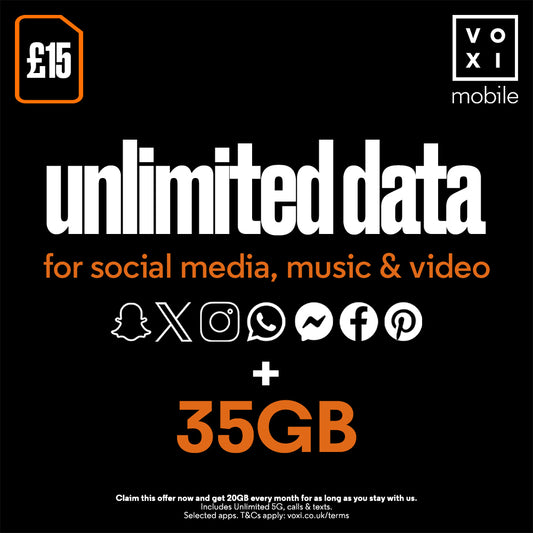 VOXI 35GB 30 Day Pay As You Go SIM Card