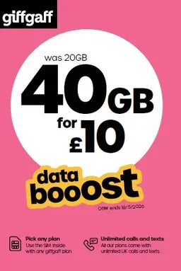 giffgaff 40GB Pay As You Go Sim Card