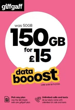 giffgaff 150GB Pay As You Go Sim Card