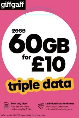giffgaff 60GB Pay As You Go Sim Card