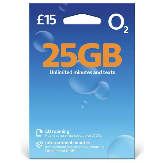 O2 15GB Pay As You Go SIM Card