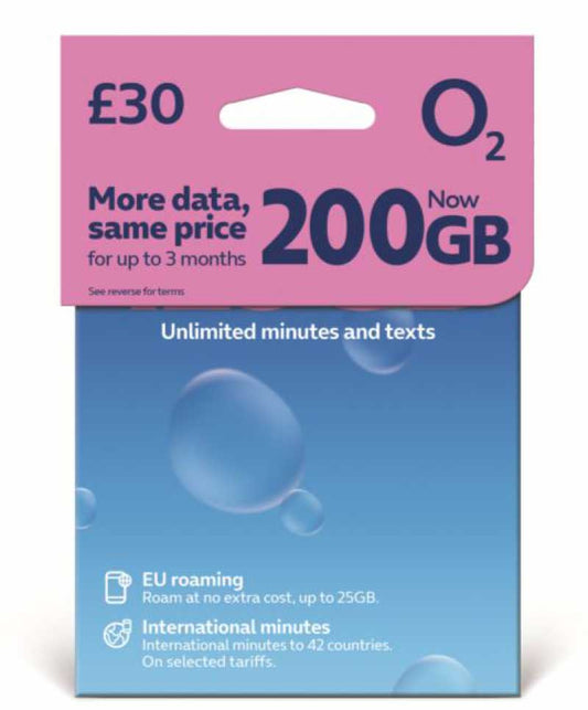 O2 Pay As You Go SIM Card