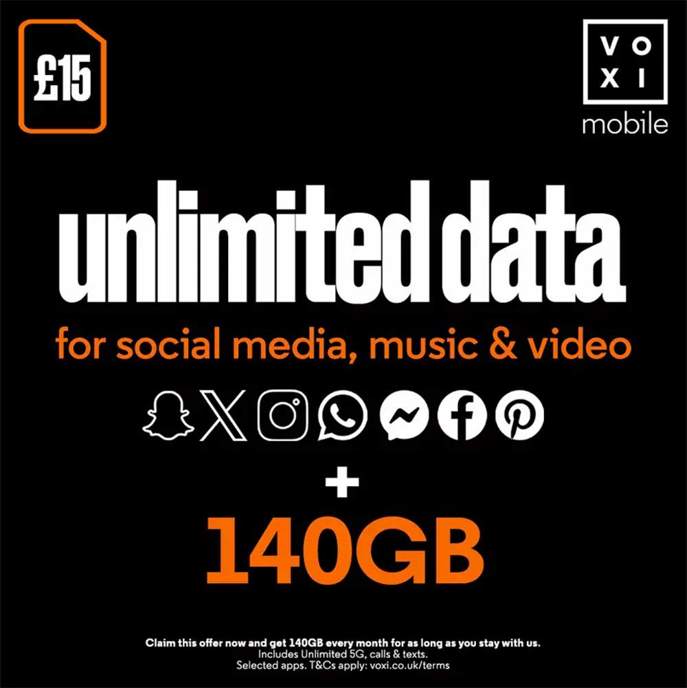 VOXI 140GB 30 Day Pay As You Go SIM Card  - PREPAID