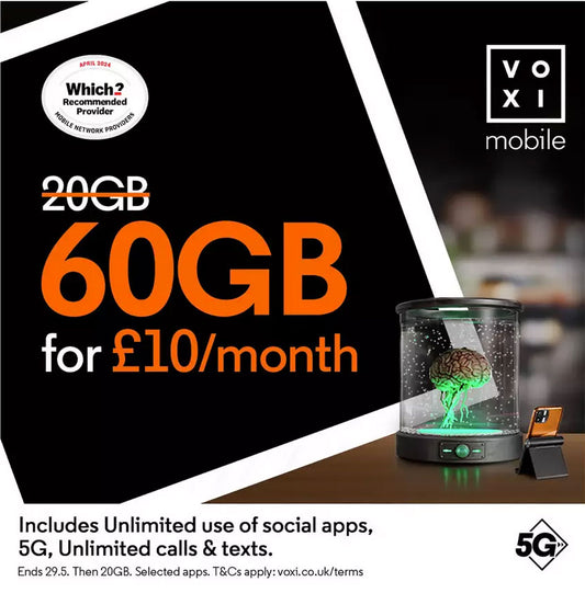 VOXI 60GB 30 Day Pay As You Go SIM Card